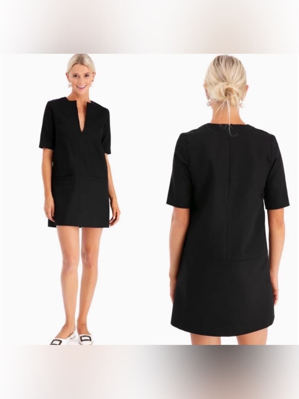 Emerson Fry Tuckernuck Black Twill Shift Dress XS Mod Modern Minimalist